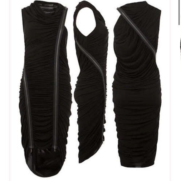 ALLSAINTS NWOT GISELE ROUCHED BODYCON ZIP DRESS - Picture 2 of 16